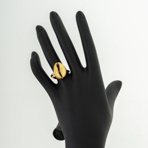 Adjustable Brass Cowrie Shell Ring