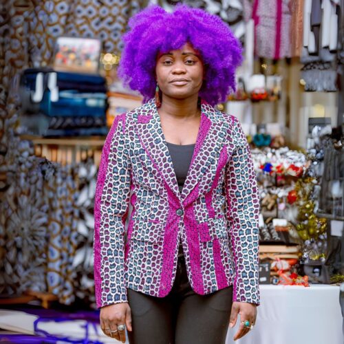 African Bold Kitenge Blazers In Purple – Suit Jackets for Women made in the Congo