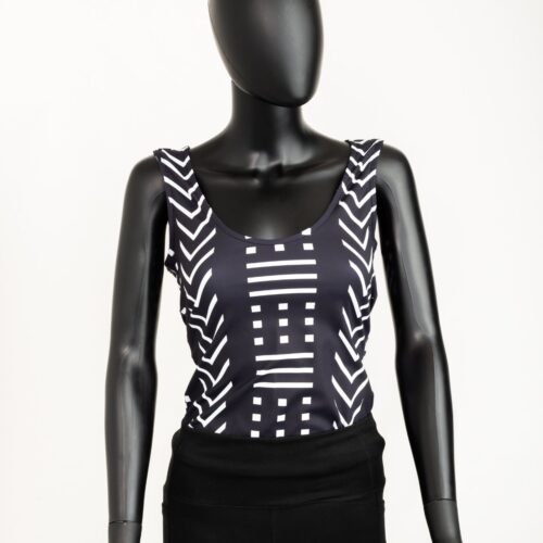 Africana Strong Top Tanks Black and White
