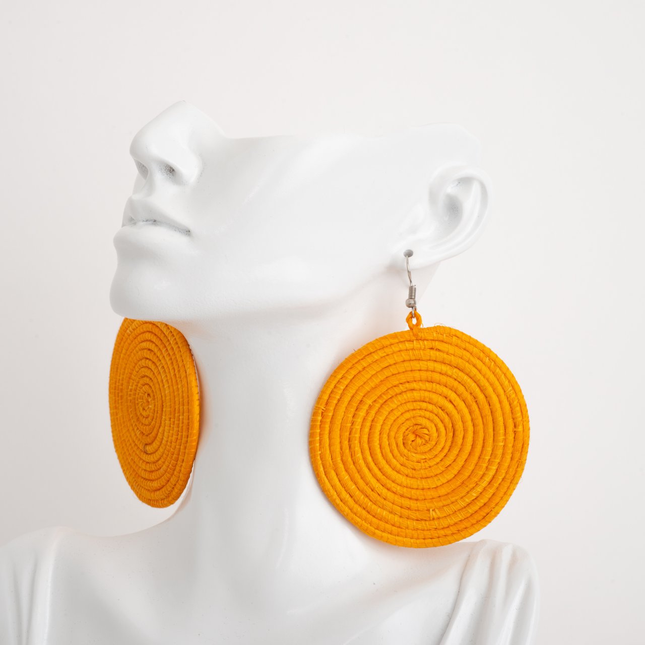 Africana Wooven Sisal Earrings in Bright Color Orange