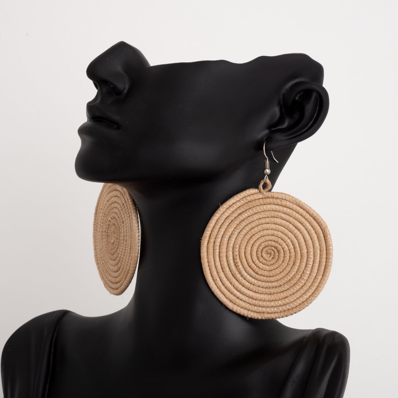 Africana Wooven Sisal Earrings in Neutral Color Brown