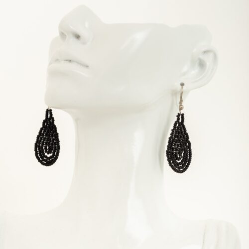 Black teardrop beaded earring