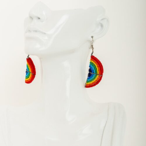 Rainbow Half Moon Beaded Earrings