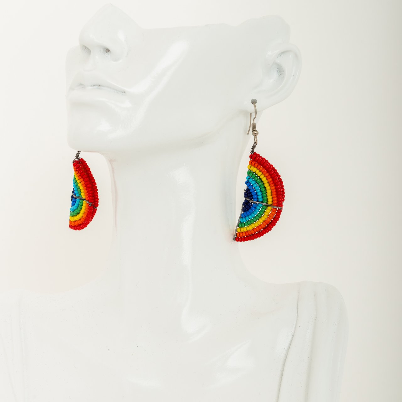 Rainbow Half Moon Beaded Earrings