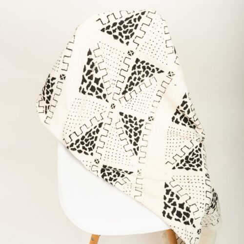 White and Black Handmade Authentic African Mudcloth
