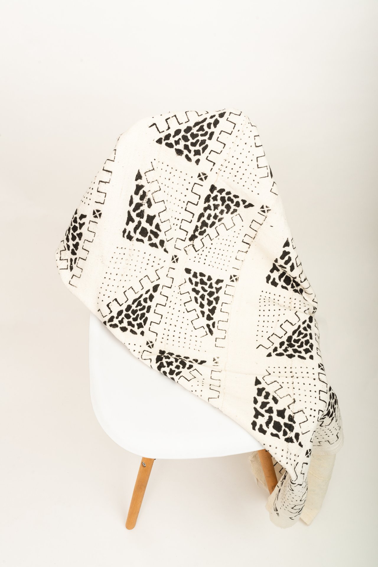 White and Black Handmade Authentic African Mudcloth