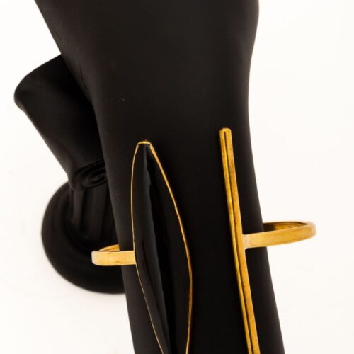 African Brass and Horn Culf Bracelet Black