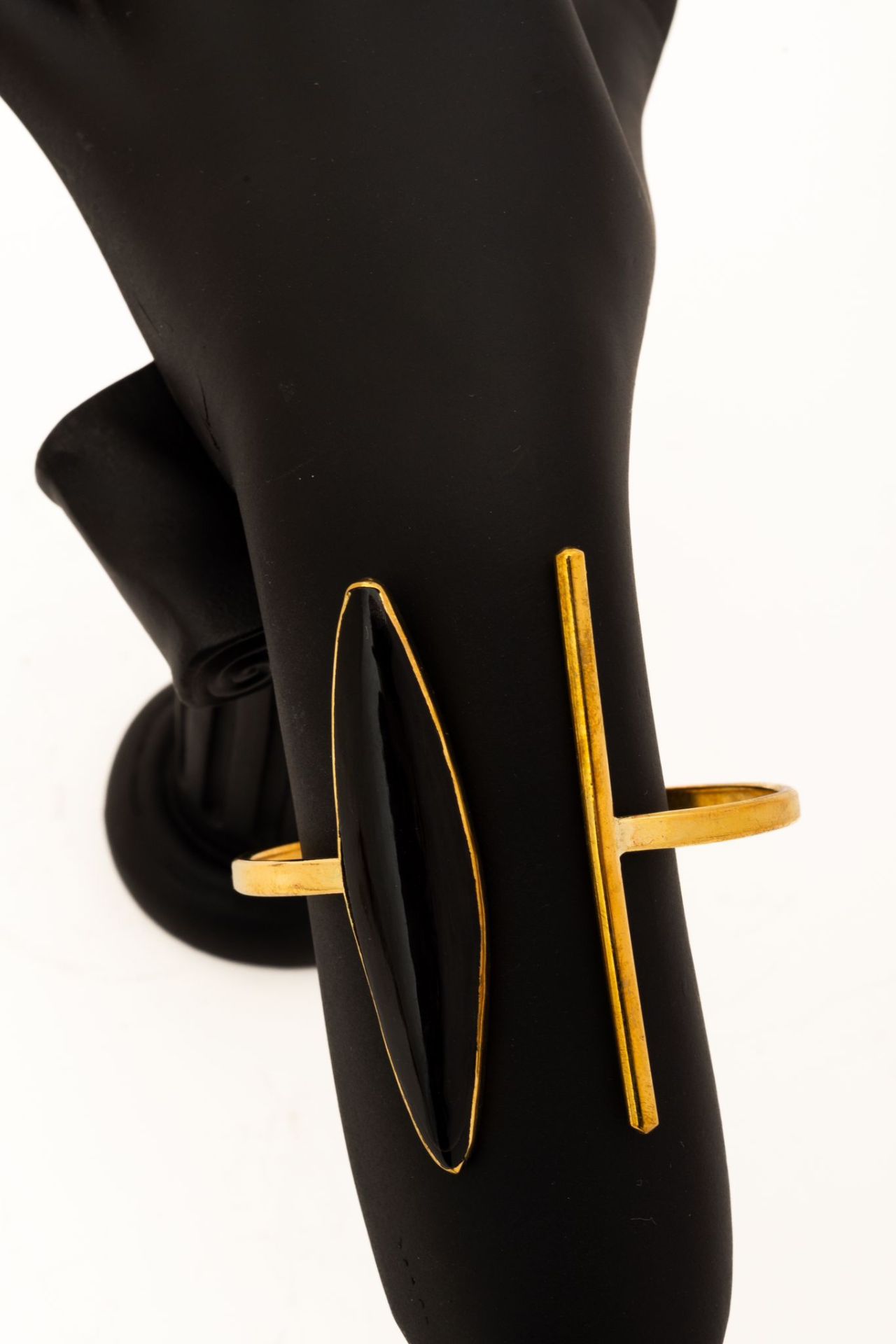 African Brass and Horn Culf Bracelet Black