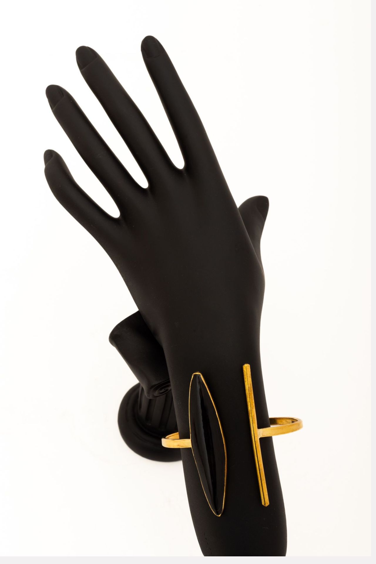 African Brass and Horn Culf Bracelet Black