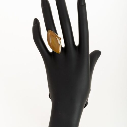African Brass and Horn Ring Beige