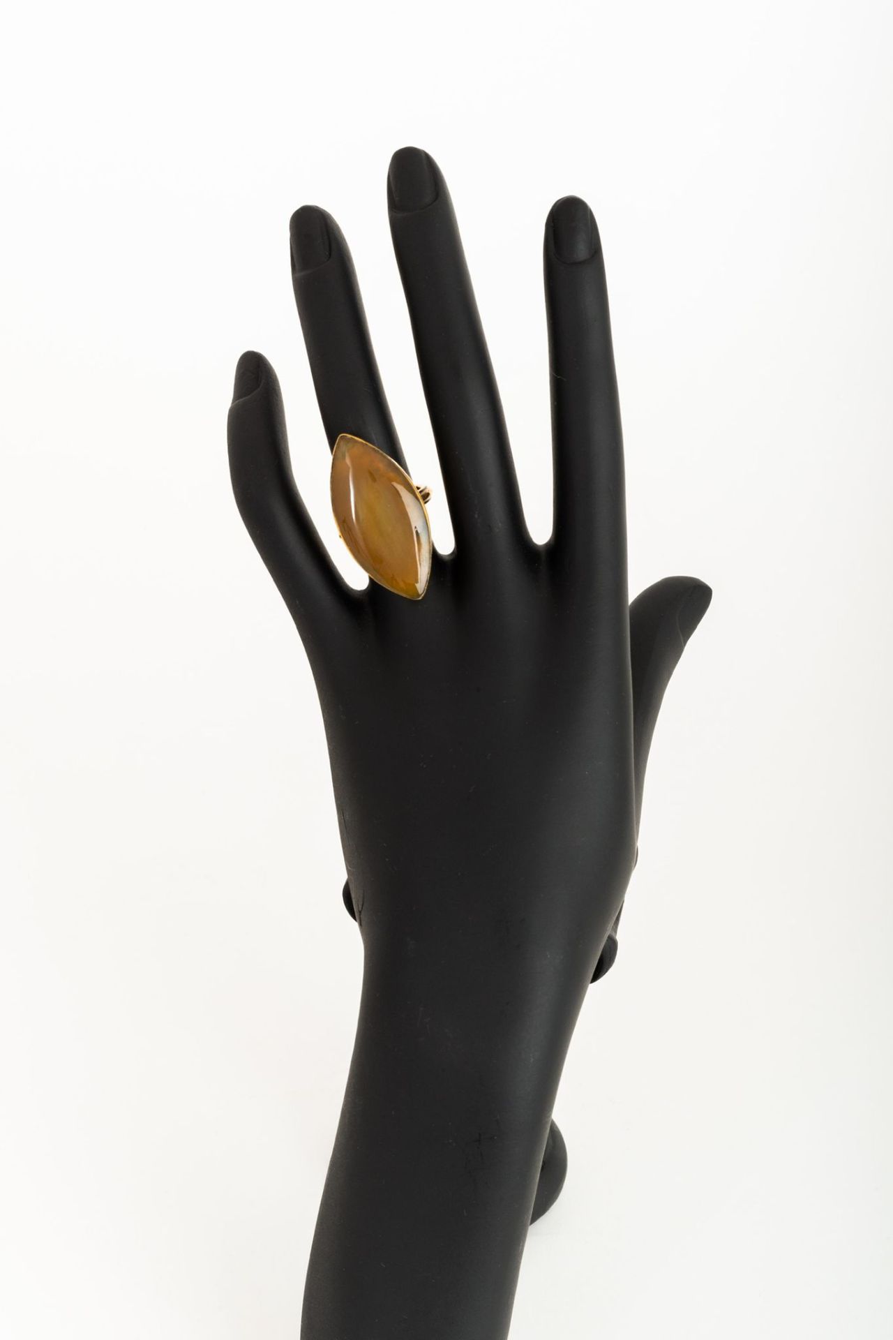 African Brass and Horn Ring Beige