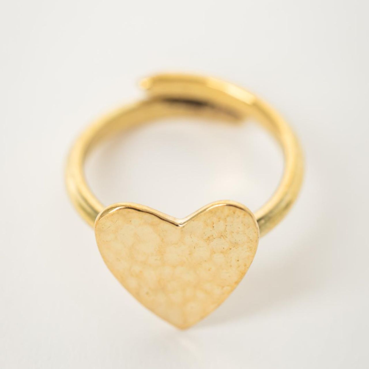 Brass Ring Hammered Heart Base - Adjustable