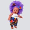 The Aimee Doll in Purple Afro Hair and Branded Jumpsuit - Light Brown