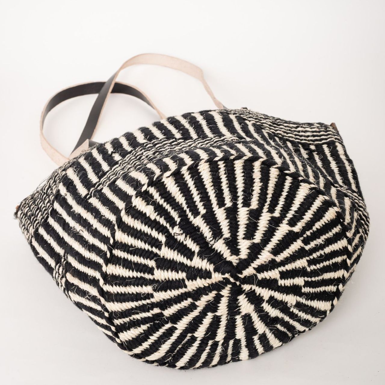 Zebra Black and White Sisal Bag with two handles base