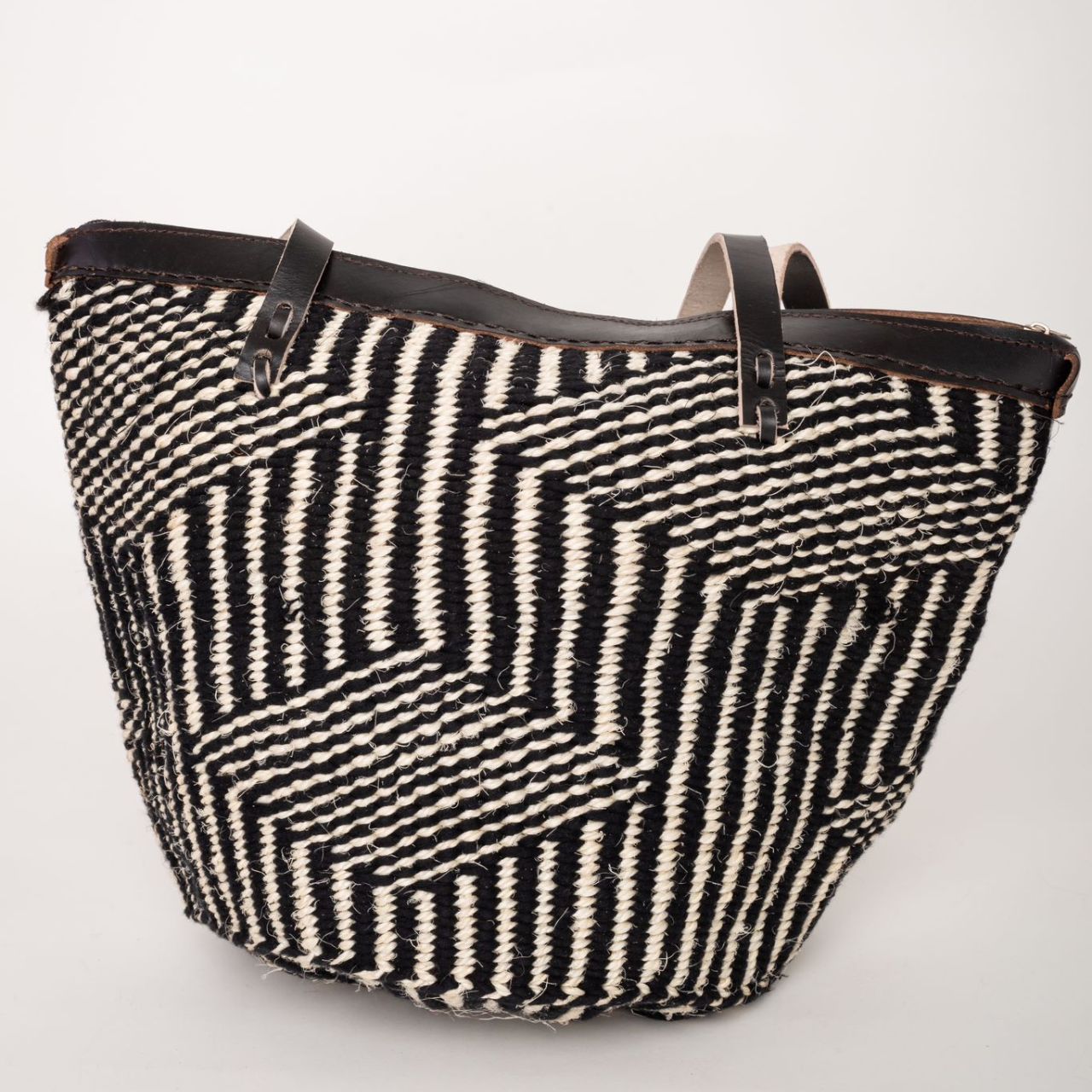Zebra Black and White Sisal Bag with two handles