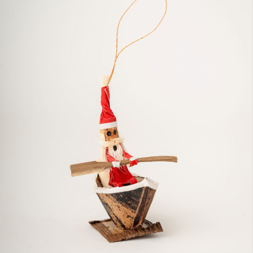 african santa rowing boat handmade christmas ornament