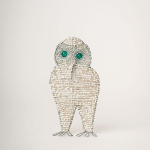 silver white beaded angel ornament handmade by maasai artisans