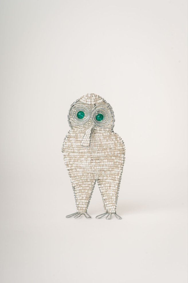 silver white beaded angel ornament handmade by maasai artisans